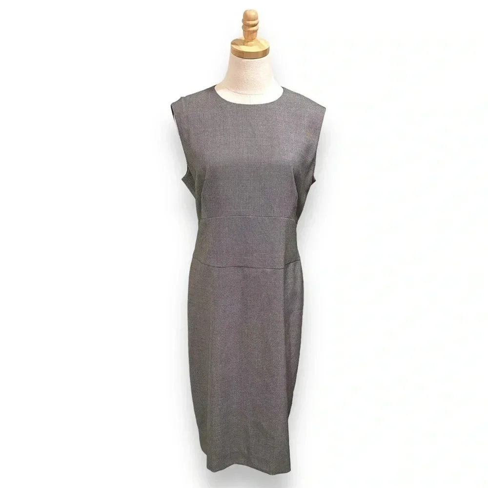 MaxMara Virgin Wool Black White Career Sheath Knee Length Dress